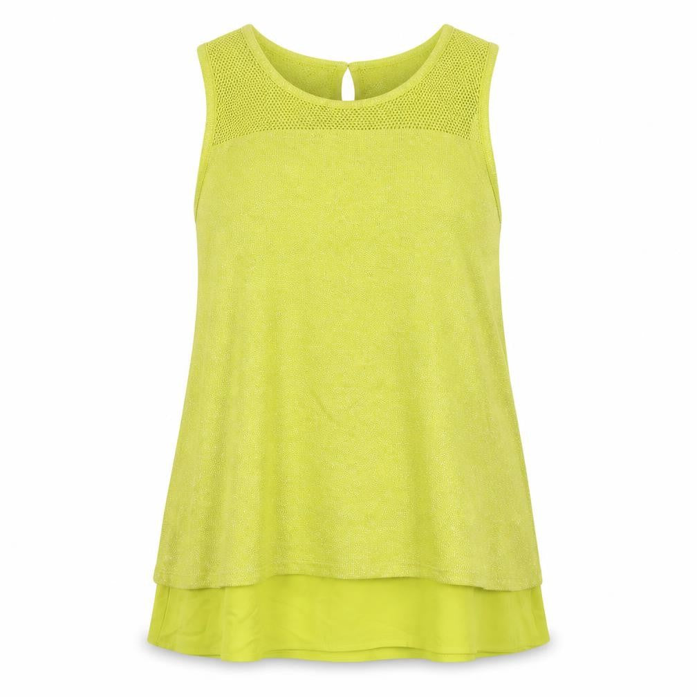 Front view of Next women’s yellow basic tank, size UK 8