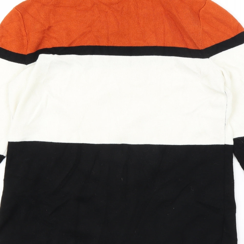Papaya Womens White Striped  Pullover Jumper Size 8
