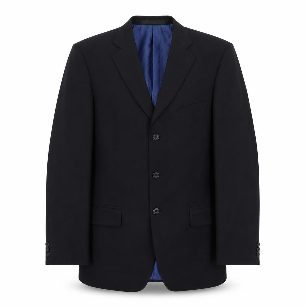 Front view of Impressions men’s black jacket suit jacket, size 40