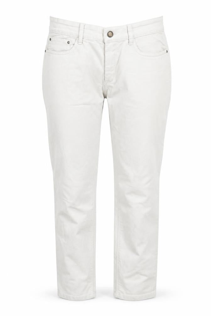 Front view of Yessica women’s white denim straight jeans, size UK 8, 26.5-inch leg