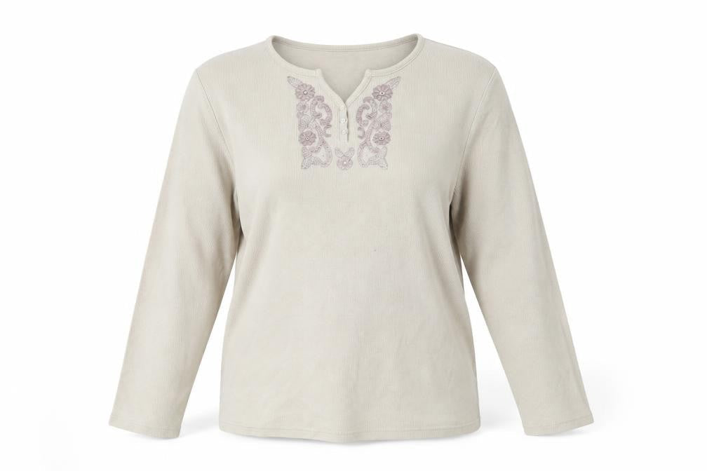 Front view of Bonmarché women’s beige jumper, size M