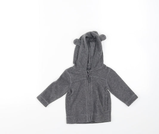 Additional front view of George Baby Grey Full Zip Jumper, size 0-3, Months