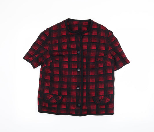 Preworn Womens Red Check  Basic Button-Up Size 14