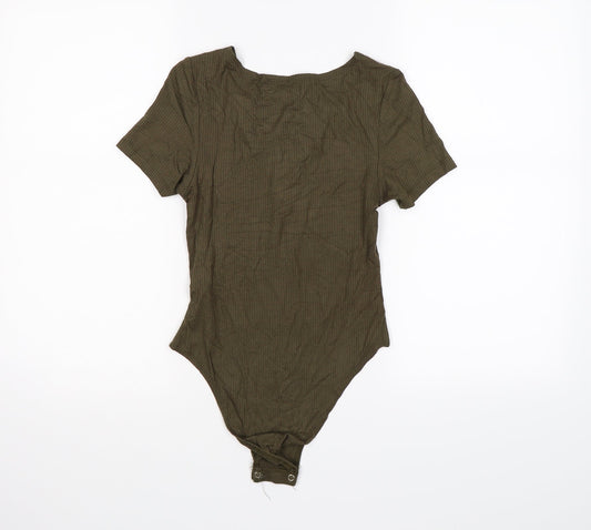 Gate Women Womens Green Striped  Bodysuit One-Piece Size XS  - lace neck