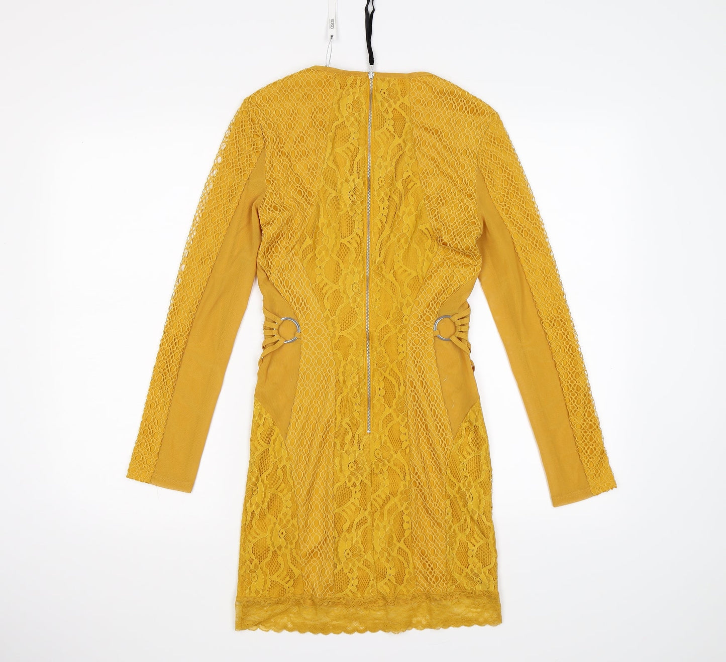 ASOS Womens Yellow Floral Lace Bodycon  Size 8