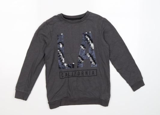 TU Girls Grey  Jersey Pullover Sweatshirt Size 8 Years  - LA Sequins
