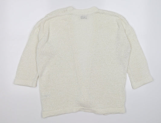 Papaya Womens Ivory  Crochet Cardigan Jumper Size M
