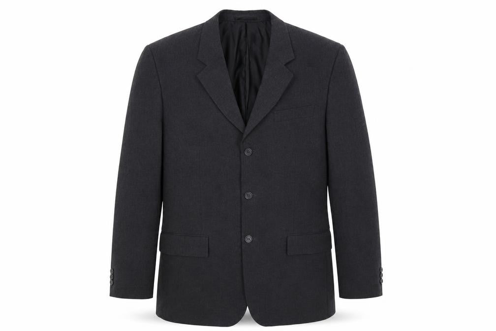 Front view of F&F men’s grey jacket suit jacket, size 42
