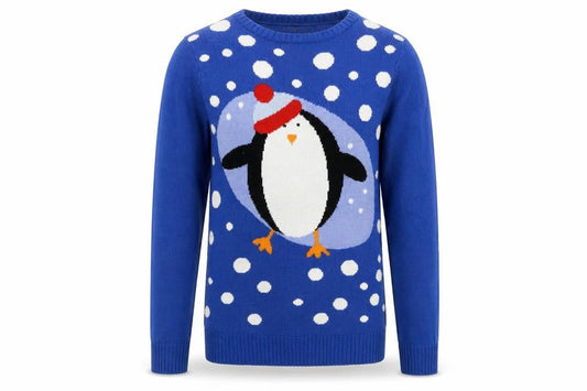 Premier Mens Blue Polka Dot Knit Pullover Jumper Size M  - penguin