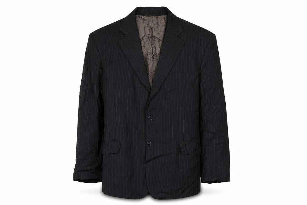 Front view of Marks & Spencer men’s black striped jacket suit jacket, size 44