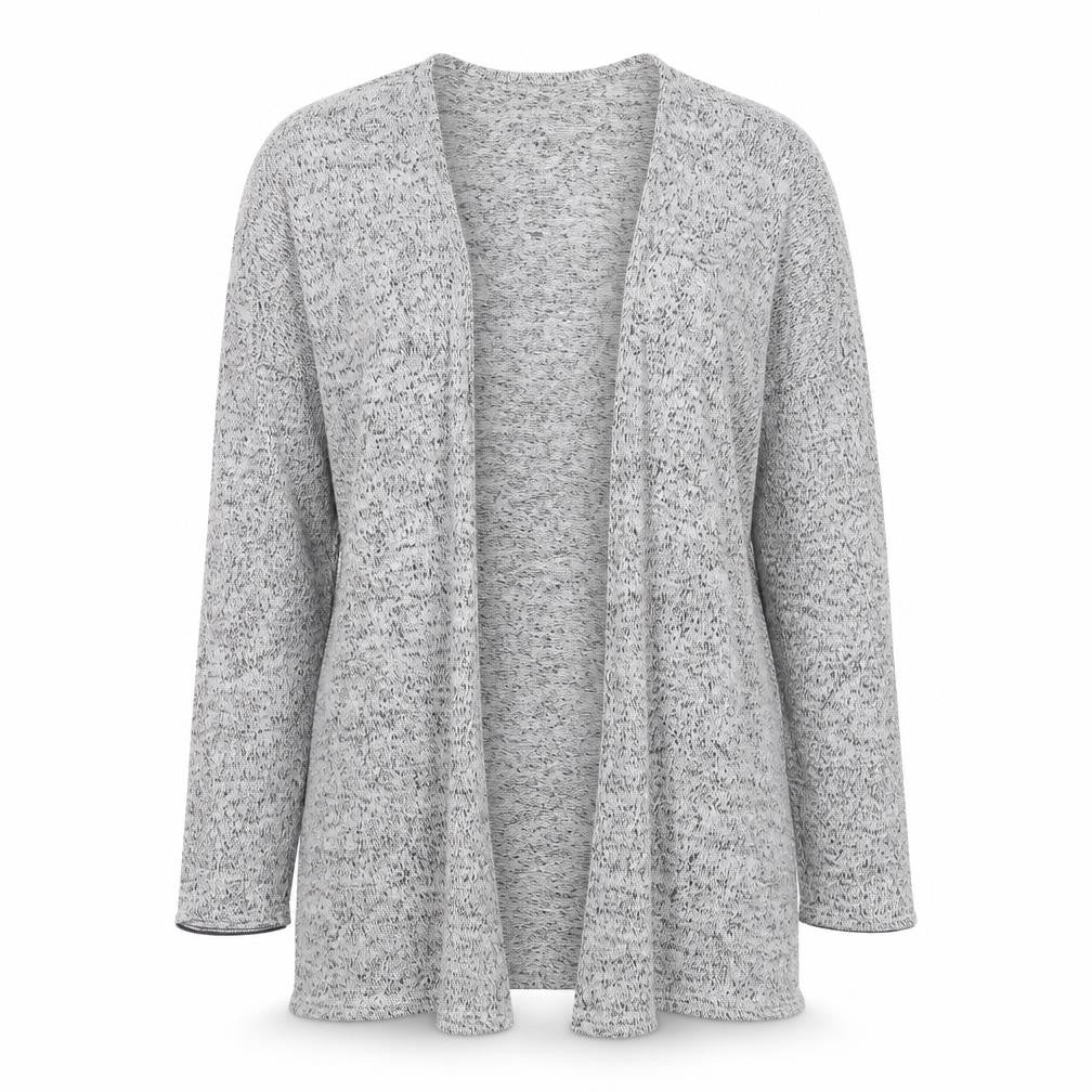 Front view of H&M women’s grey knit cardigan jumper, size S
