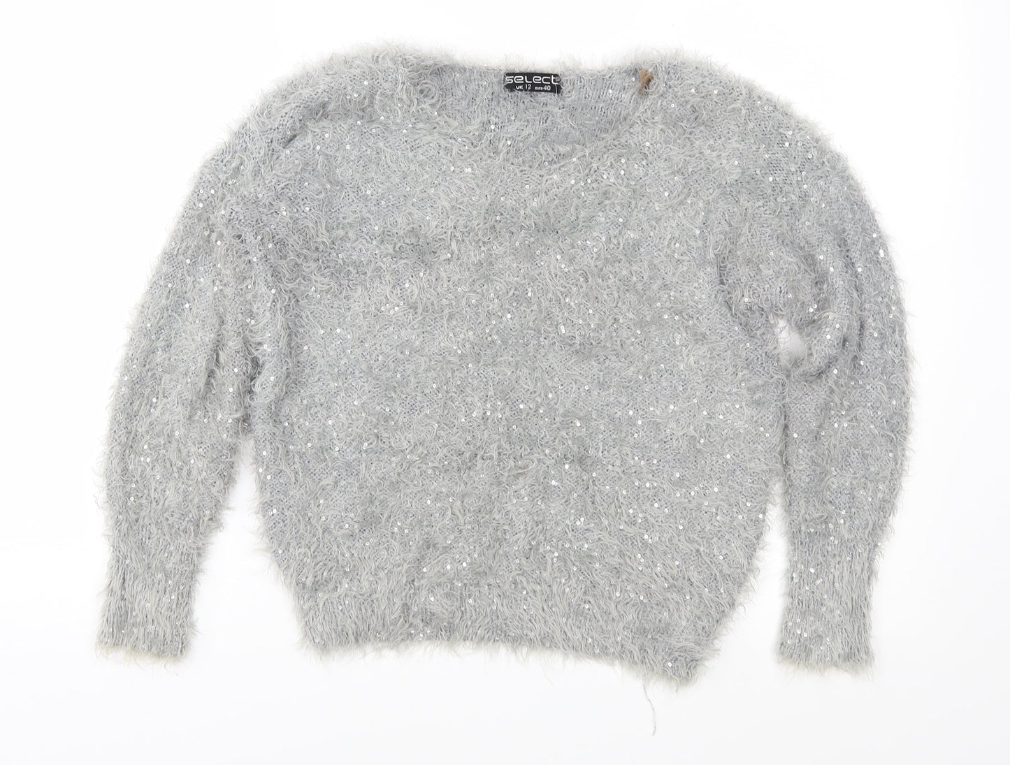 Select Womens Grey  Knit Pullover Jumper Size 12