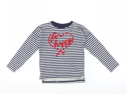 Sainsburys Boys Blue Striped  Pullover Sweatshirt Size 6 Years  - so happy