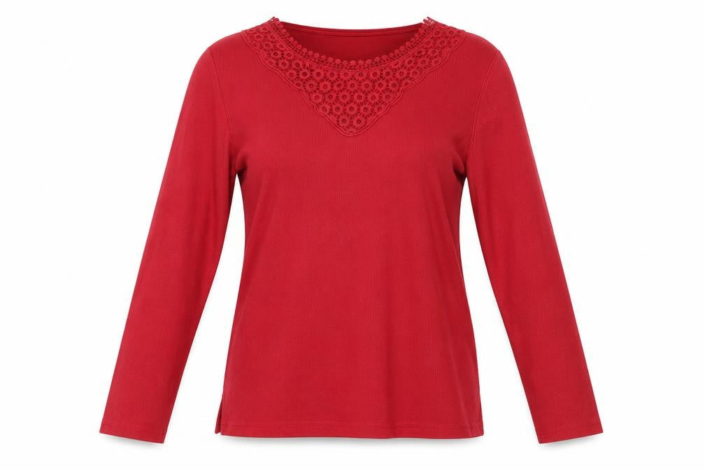 Front view of Bonmarché women’s red basic t-shirt, size XS