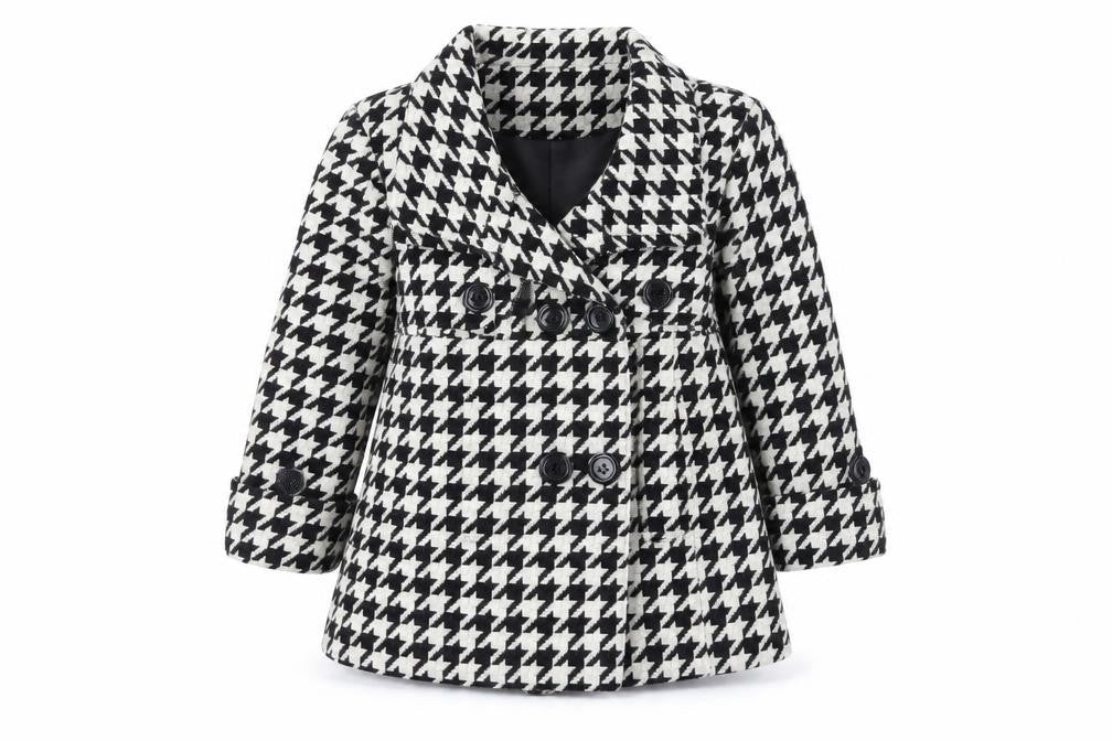 Front view of Papaya women’s white check jacket, size UK 4