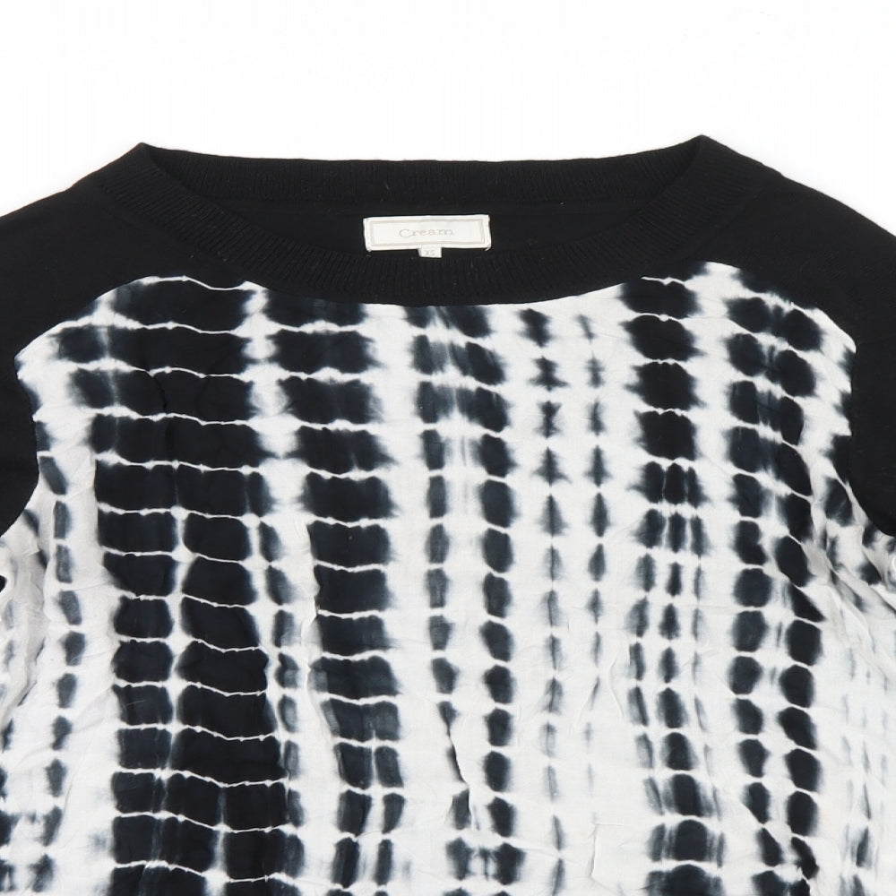 Cream Womens Black Geometric  Basic T-Shirt Size XS