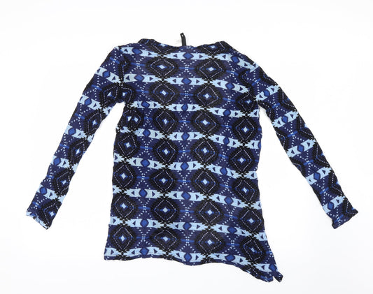 Divided by H&M Womens Blue Geometric Knit Cardigan Jumper Size 6