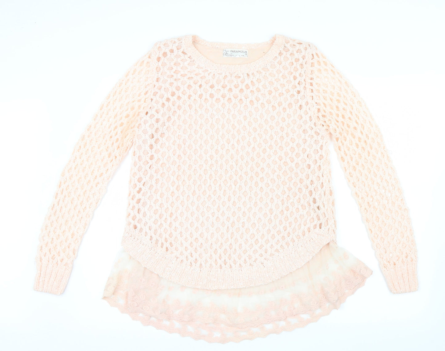 Paramour Womens Pink  Knit Pullover Jumper Size S
