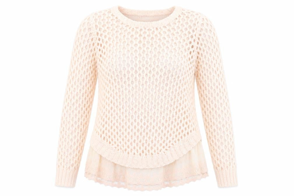 Front view of Paramour women’s pink knit jumper, size S