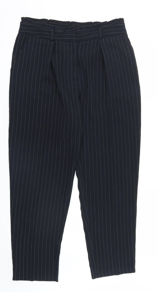 Oasis Womens White Striped  Trousers  Size 12 L27 in