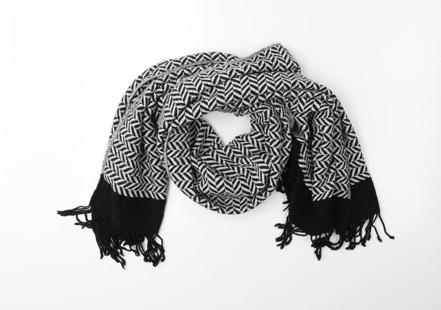 Preworn Womens Black Striped   Scarf