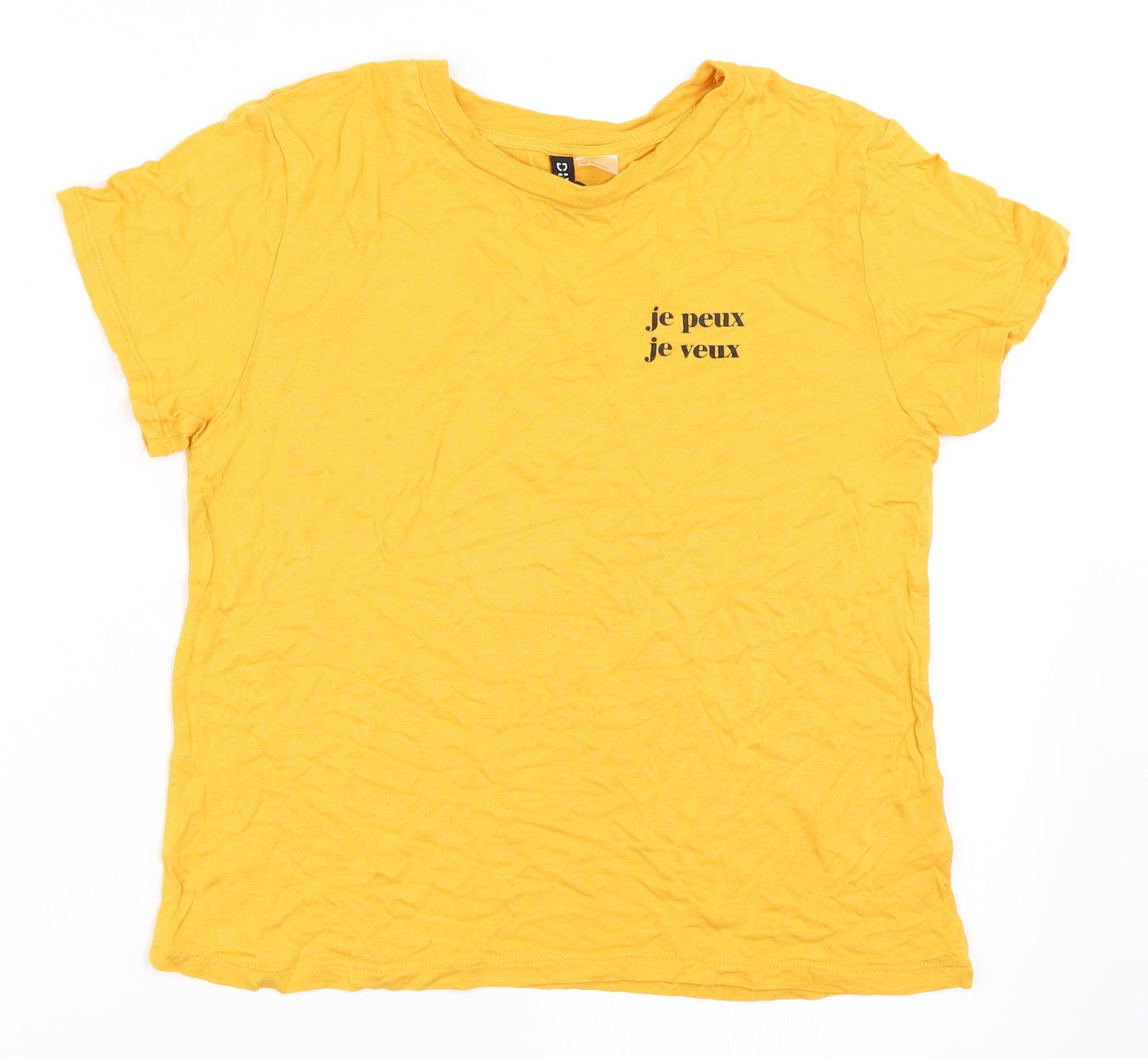 H&M Womens Yellow   Basic T-Shirt Size S