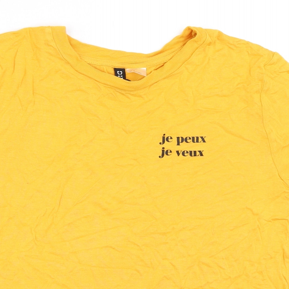 H&M Womens Yellow   Basic T-Shirt Size S