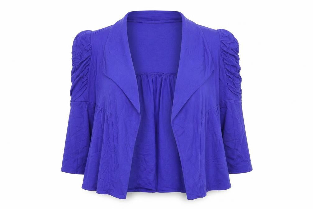 Front view of Marks & Spencer women’s blue cardigan jumper, size UK 12