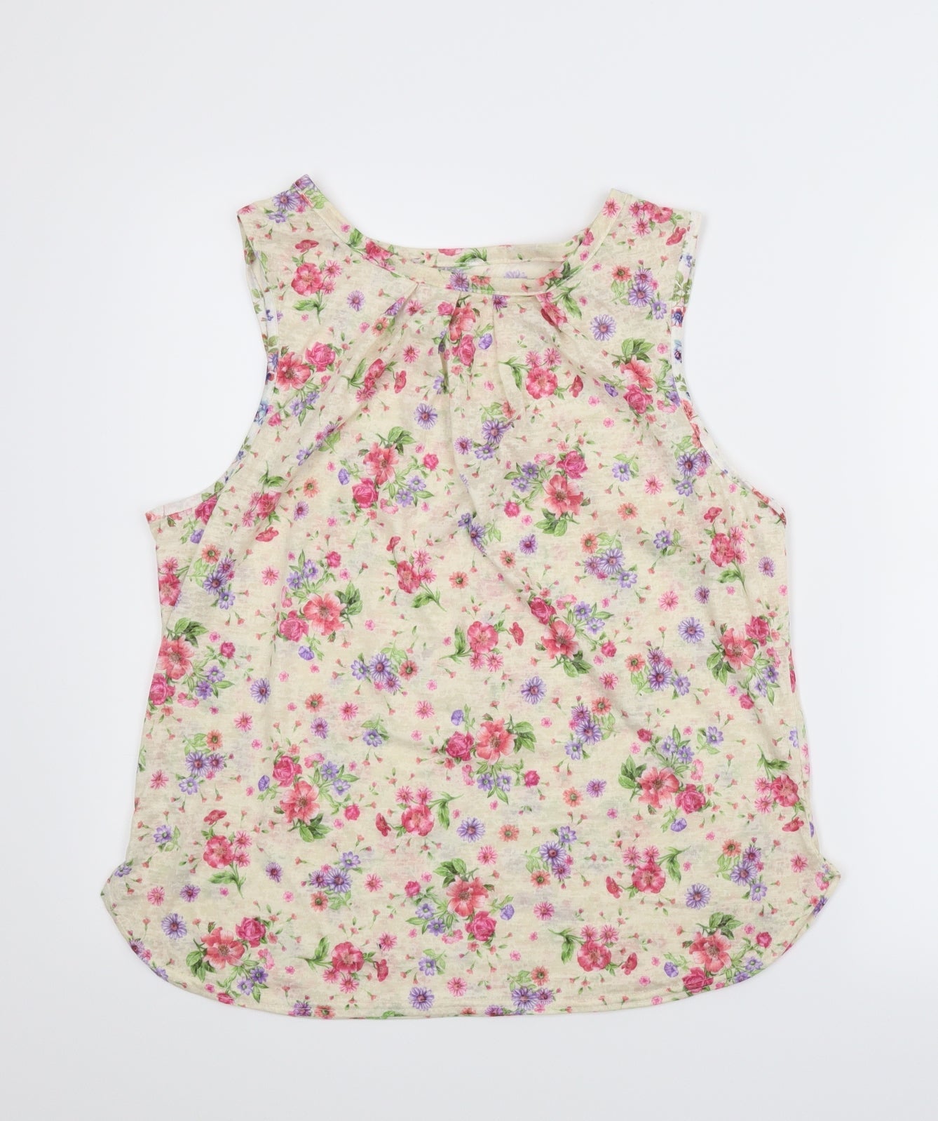 Preworn Womens Beige Floral  Basic Blouse Size M