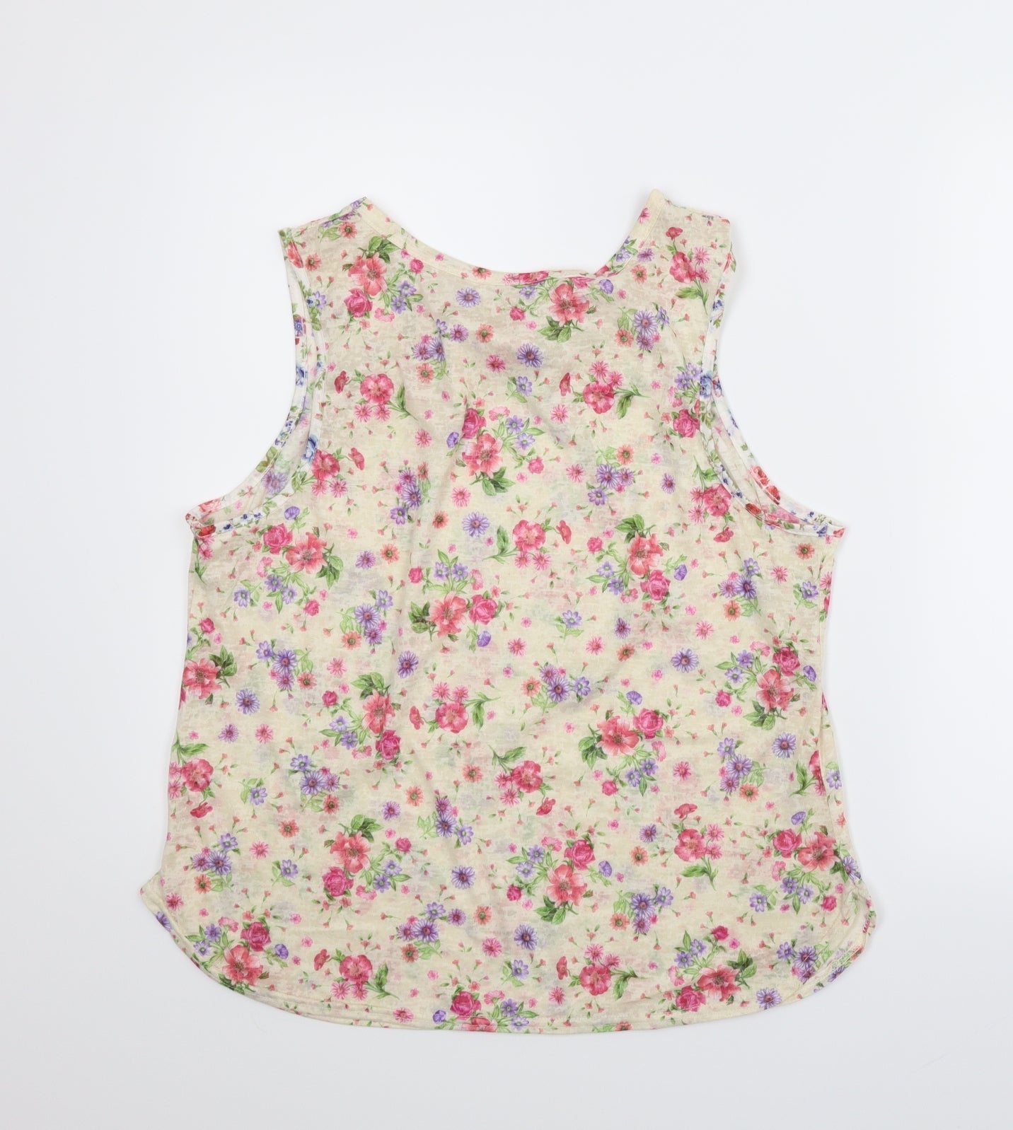 Preworn Womens Beige Floral  Basic Blouse Size M