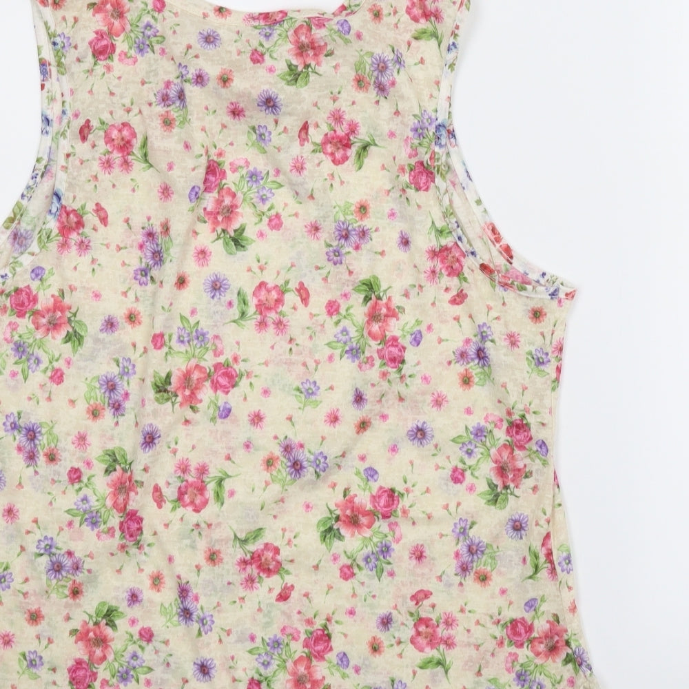 Preworn Womens Beige Floral  Basic Blouse Size M