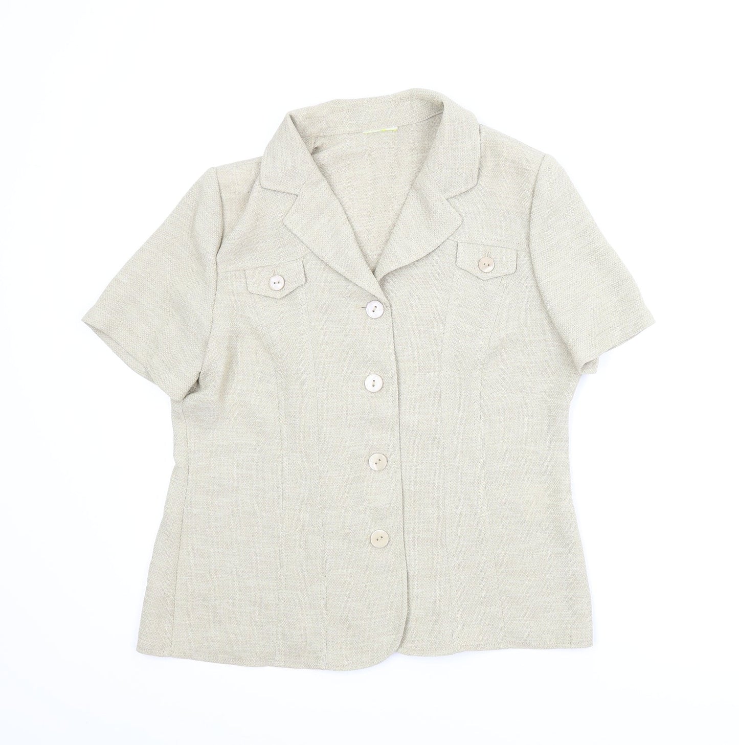 Preworn Womens Beige   Basic Button-Up Size 10
