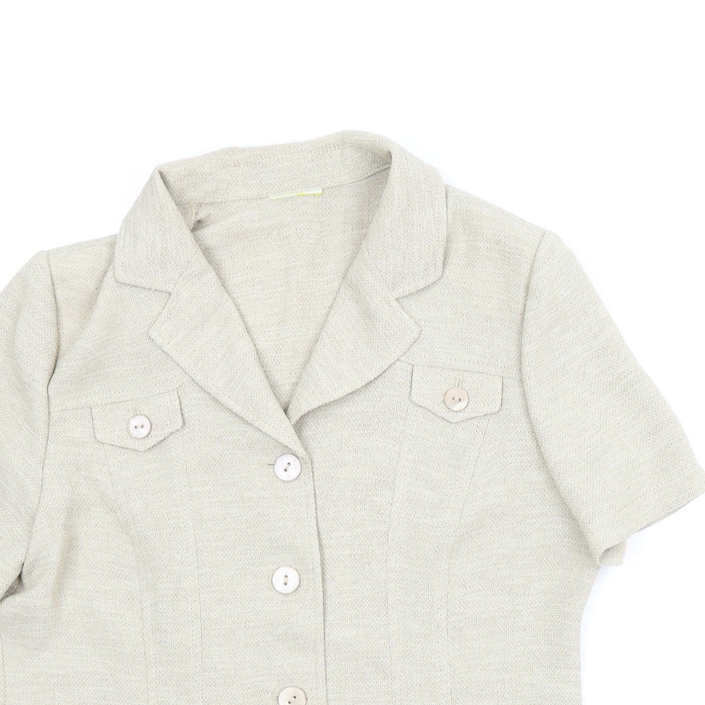 Preworn Womens Beige   Basic Button-Up Size 10