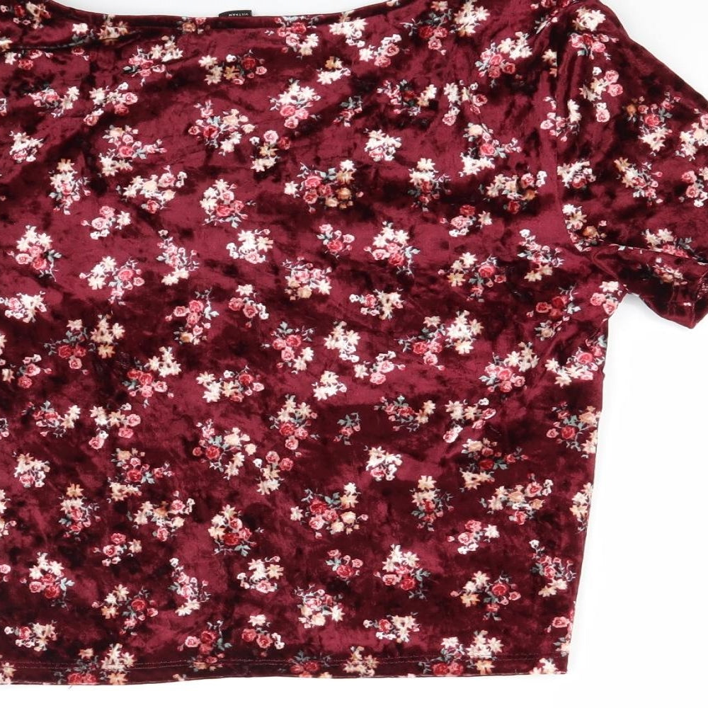 FOREVER 21 Womens Red Floral  Cropped T-Shirt Size M
