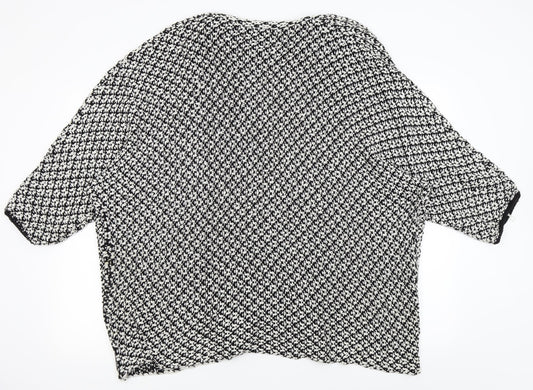 Preworn Womens Black Houndstooth  Cardigan Jumper Size L