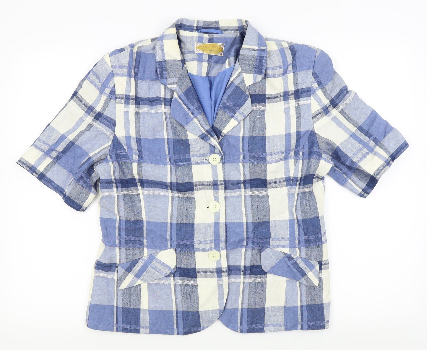 Union River Womens Blue Check  Jacket Blazer Size 16