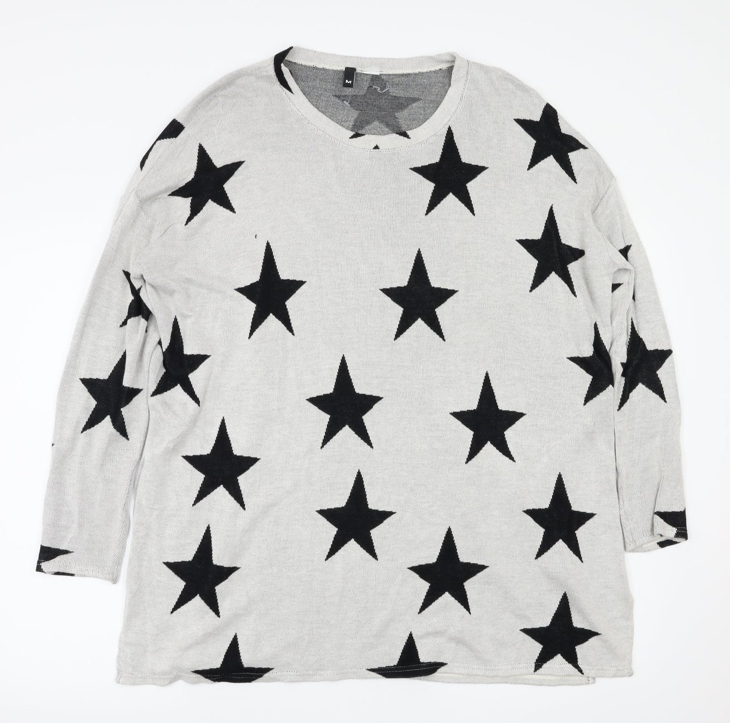 H&M Womens Grey Argyle/Diamond  Pullover Jumper Size M