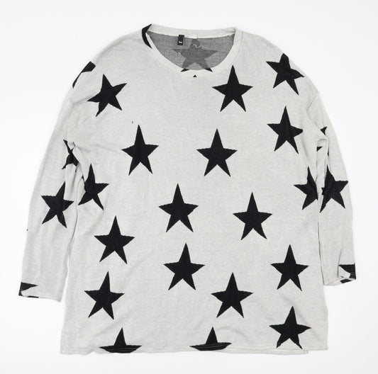 H&M Womens Grey Argyle/Diamond  Pullover Jumper Size M