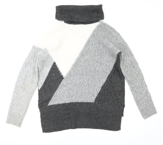 Max Studio Womens Grey Houndstooth  Pullover Hoodie Size M