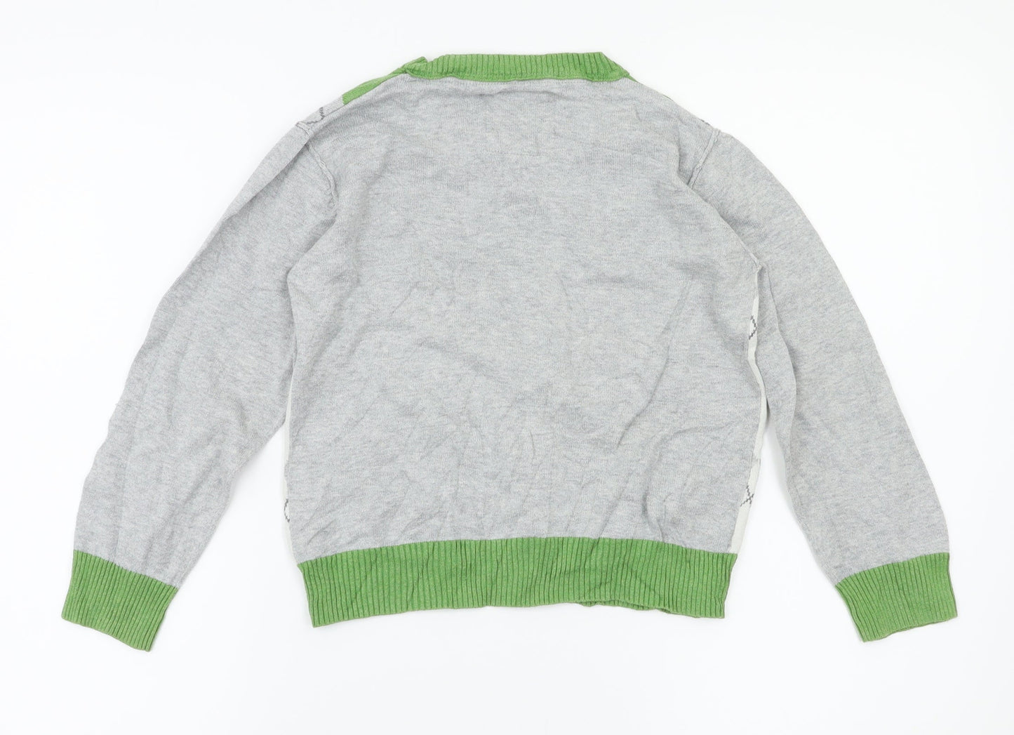 Next  Girls Grey Argyle/Diamond  Pullover Jumper Size 6 Years
