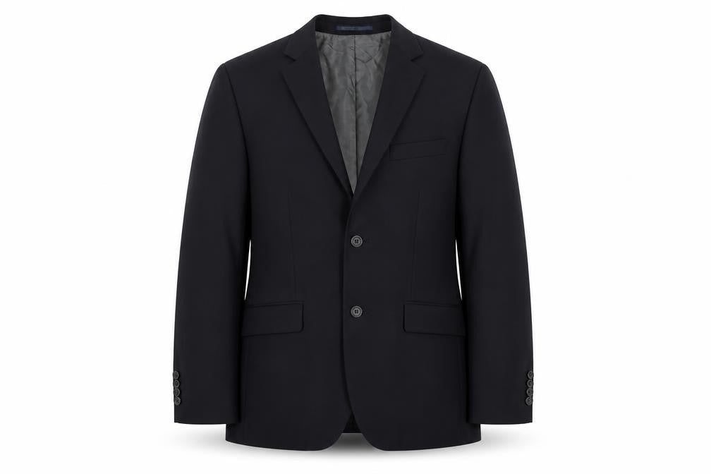 Front view of Tom english men’s blue jacket blazer, size 36