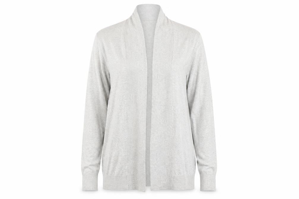 Front view of ASOS women’s grey cardigan jumper, size M