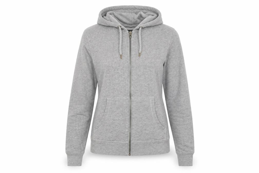Front view of Red Herring women’s grey full zip hoodie, size XS