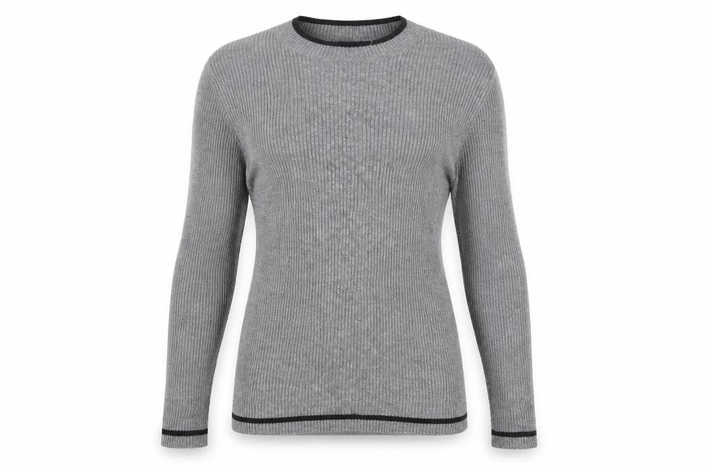 Front view of Lindex women’s grey jumper, size M