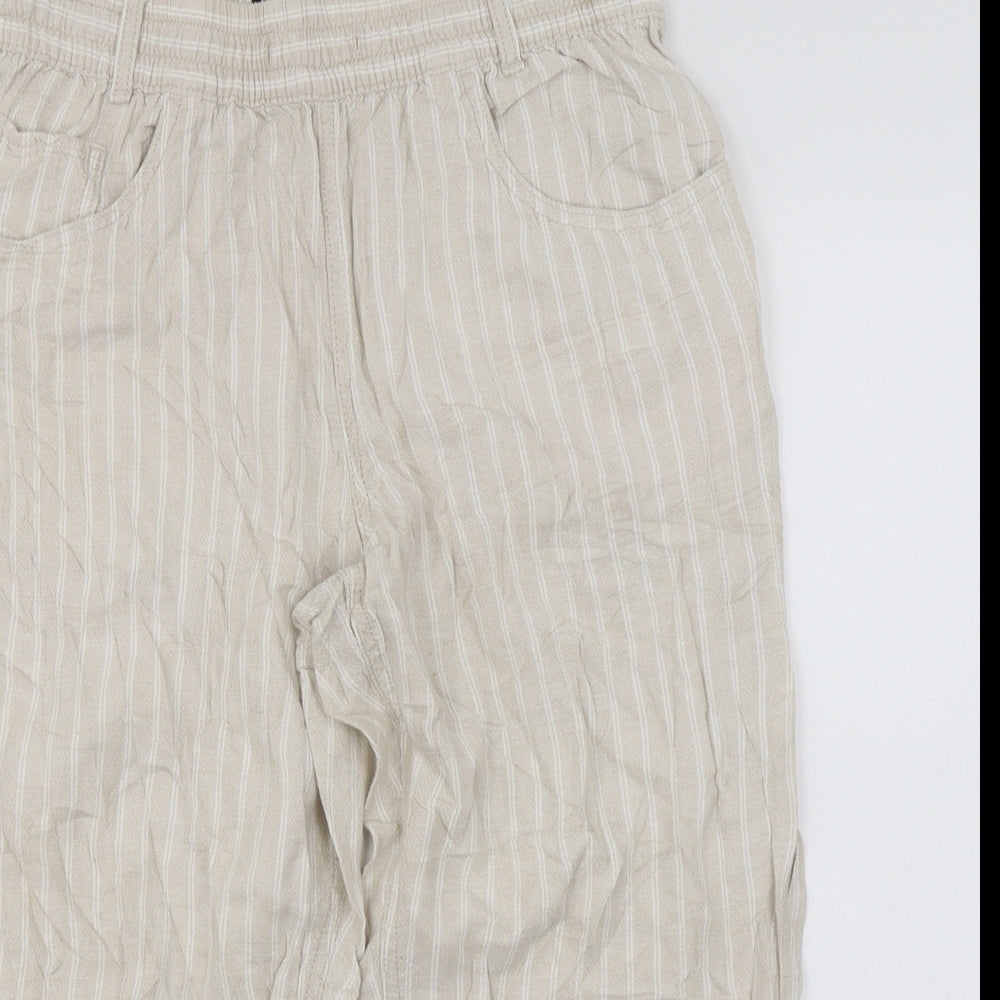 Marks and Spencer  Womens Ivory Striped  Trousers  Size 12 L20 in