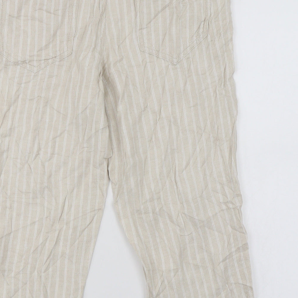 Marks and Spencer  Womens Ivory Striped  Trousers  Size 12 L20 in