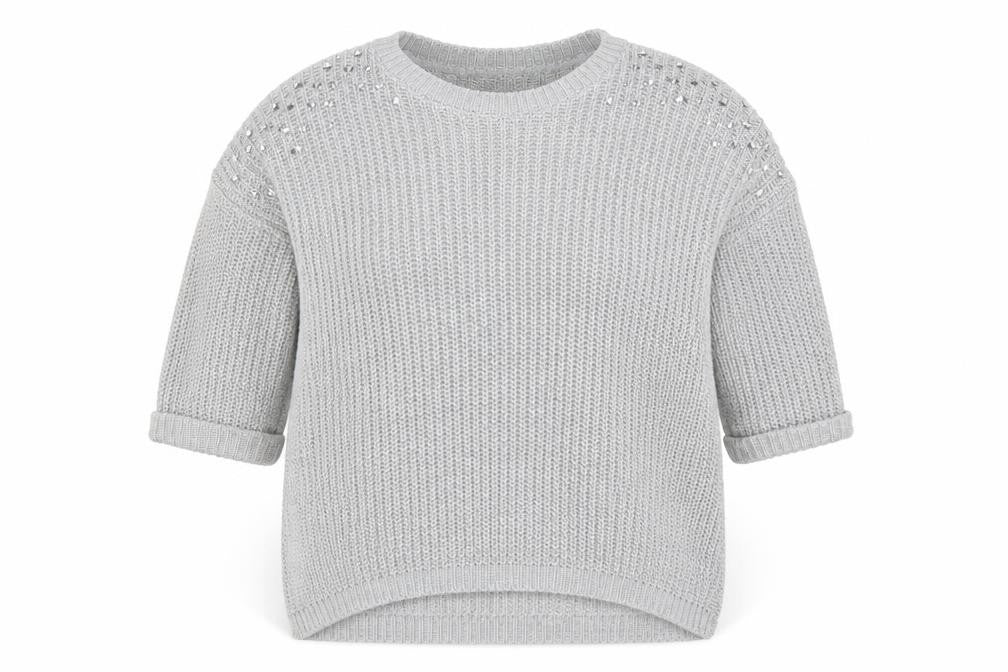 Front view of Lou Lou women’s grey jumper, size M