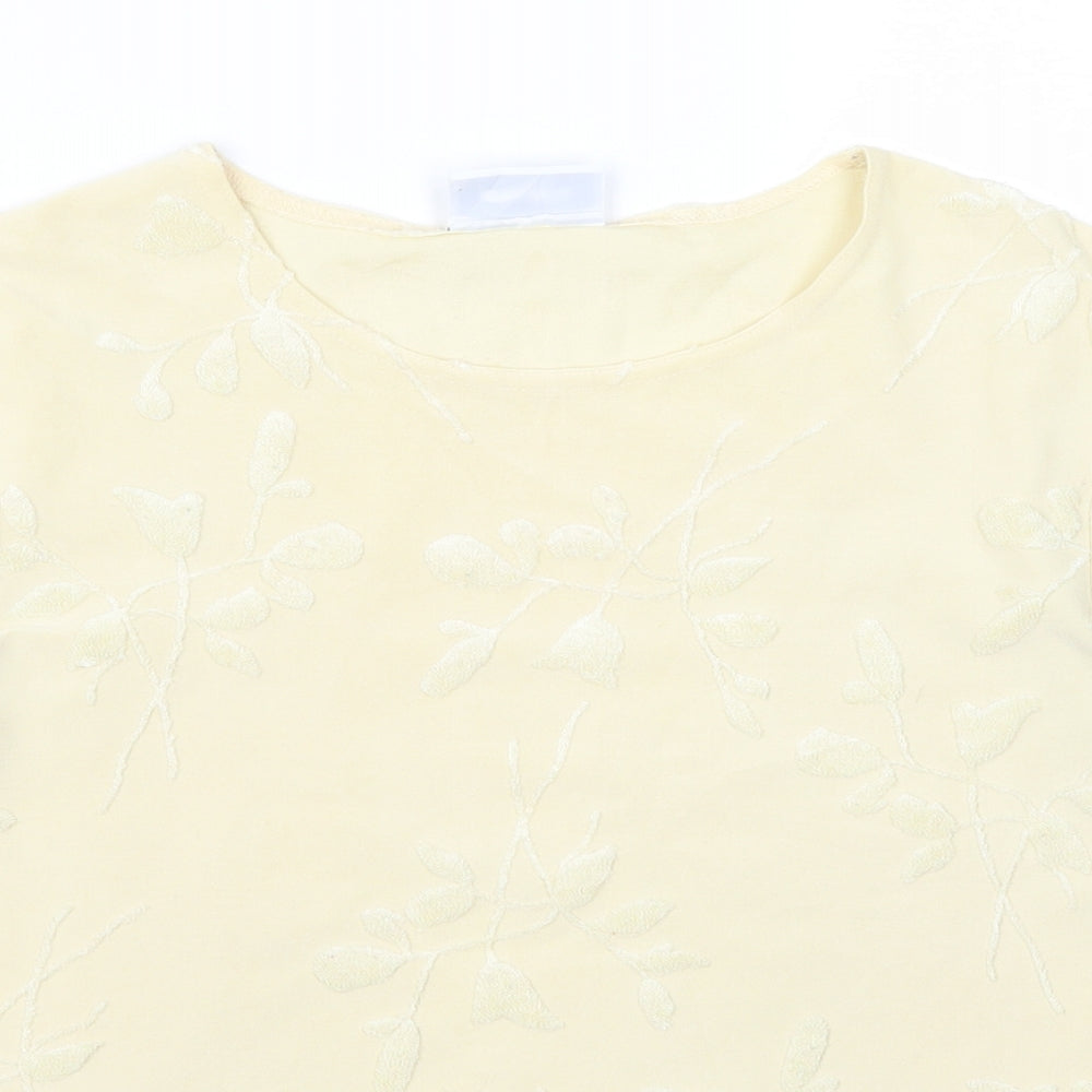 Principles Womens Yellow Floral  Basic T-Shirt Size 14  - Leaf Print