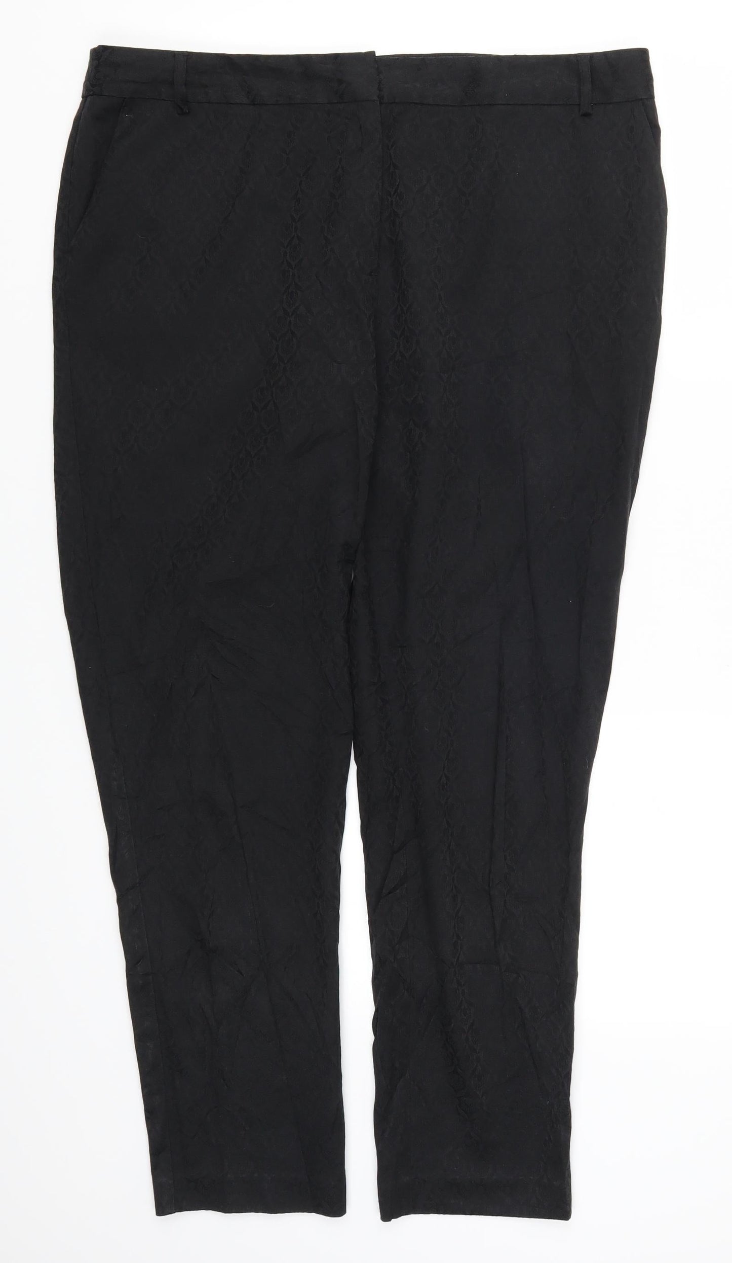 Oasis Womens Black Geometric  Trousers  Size 16 L28 in