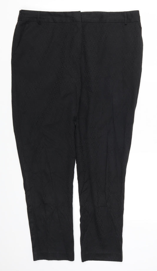 Oasis Womens Black Geometric  Trousers  Size 16 L28 in